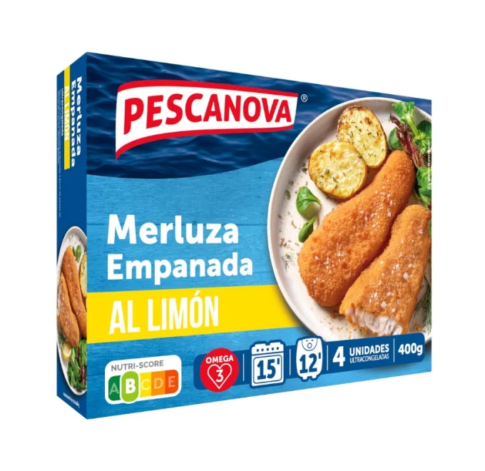 Merluza empanada al limón 400g compra online pescanova