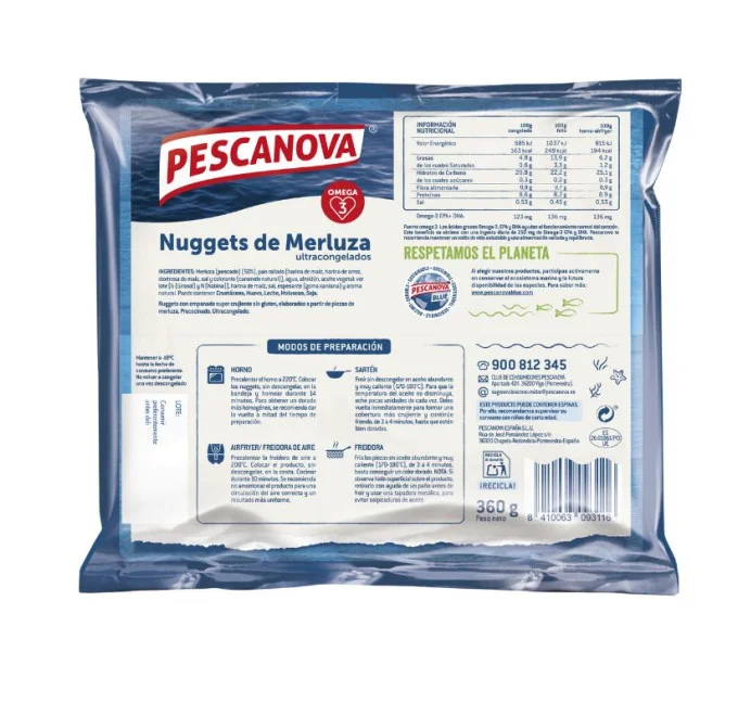 Nuggets de merluza compra online pescado rebozado pescanova trasera