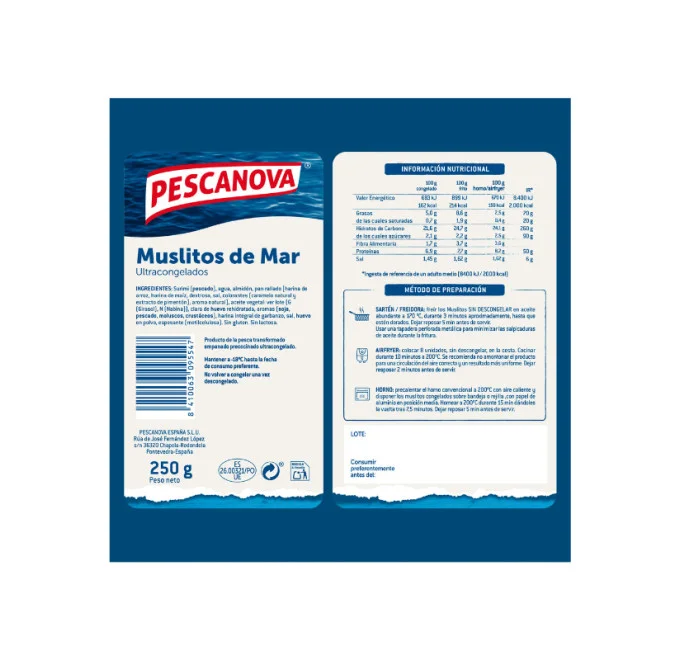 Muslitos de mar etiqueta pescanova compra de pescado y marisco rebozado