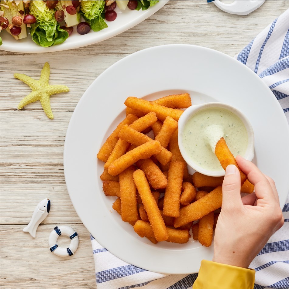 Rabas en airfryer con salsa de yogur